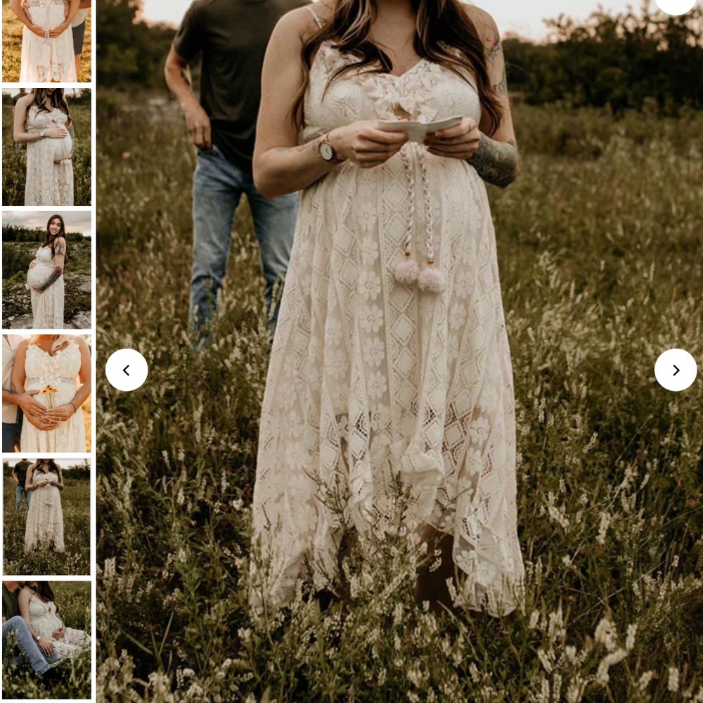 Lace bohemian tassel dress beige, size large